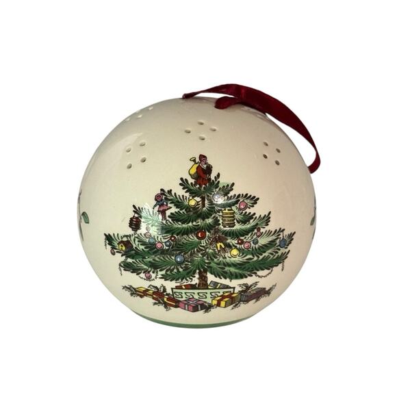 Spode Christmas Tree Potpourri Pomander Ornament Porcelain Ball England - Picture 1 of 4